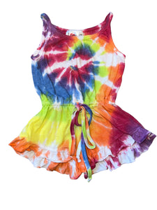 Lucy girls rainbow tie dye scalloped romper M(5)