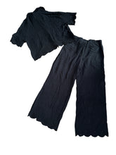 Evereve Design History women’s 2pc Eden gauze eyelet pants set M NEW