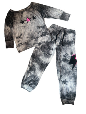 Random Hearts girls 2pc stars and bolts knit pants set S(7)