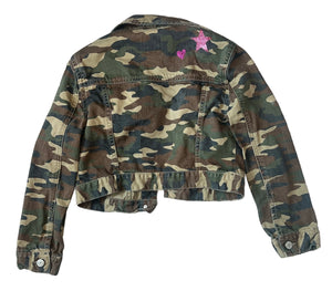 Gap Denim girls cropped camouflage jean jacket M(8-9)