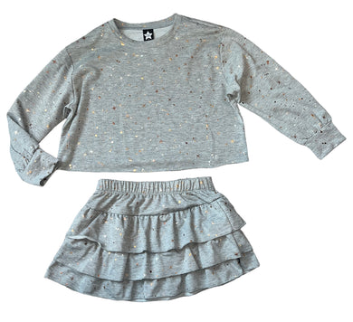 Pixie Lane 2pc girls star print cropped top & mini skirt set 8