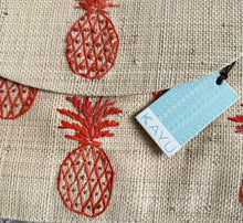 Kayu embroidered pineapple straw envelope bag with chain strap NEW