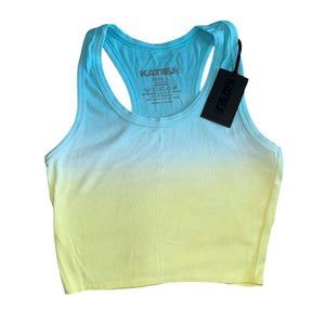 Katie J NYC Livi juniors ribbed dip dye racerback crop tank S NEW