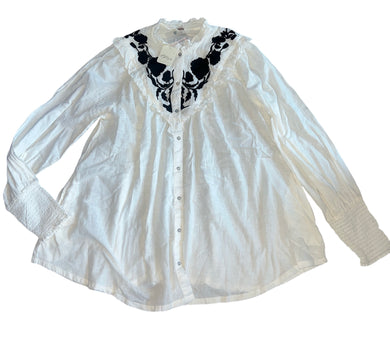 Free People women’s Rose Vines embroidered blouse top XS NEW