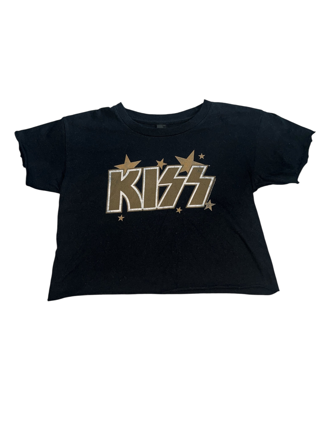 Girls Gildan softstyle custom cropped KISS tee M(10-12)