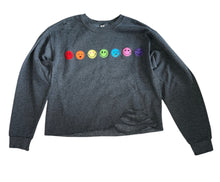 Jerzees Nublend girls custom distressed embroidered happy face sweatshirt L(14-16)