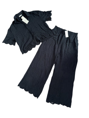 Evereve Design History women’s 2pc Eden gauze eyelet pants set M NEW