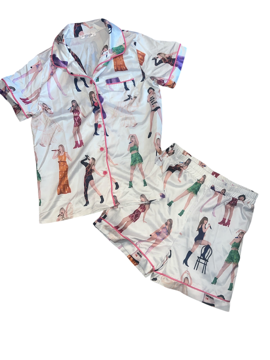 She Show girls 2pc Taylor Swift pajama shorts set M(8-9 yrs)