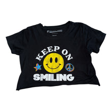 Prince Peter girls happy face Keep On Smiling distressed cropped tee L(12-14)