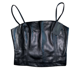 Katie J NYC junior women’s Lexi vegan leather cropped bustier S NEW