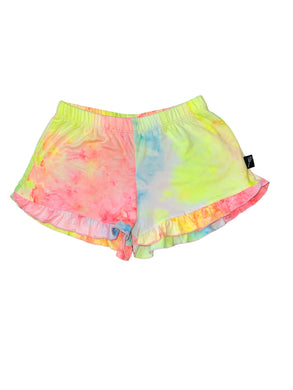Pixie Lane girls neon tie dye scalloped hem shorts 6