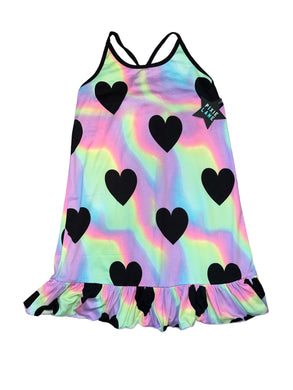 Pixie Lane girls strappy tie dye heart print flounce dress 6 NEW