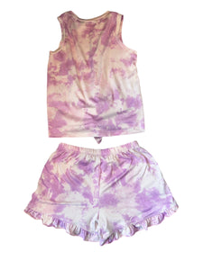 Pixie Lane girls 2pc knotted tie dye splatter peace tank & shorts set 11-12