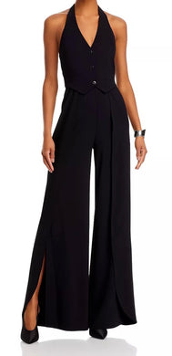 Alice + Olivia women’s Robin split wide leg halter jumpsuit sz 0 NEW