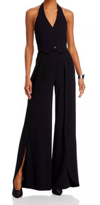 Alice + Olivia women’s Robin split wide leg halter jumpsuit sz 0 NEW
