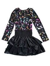 Pixie Lane girls high shine long sleeve splatter dress 9-10