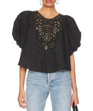 Free People women’s Bardot crochet puff sleeve blouse XS