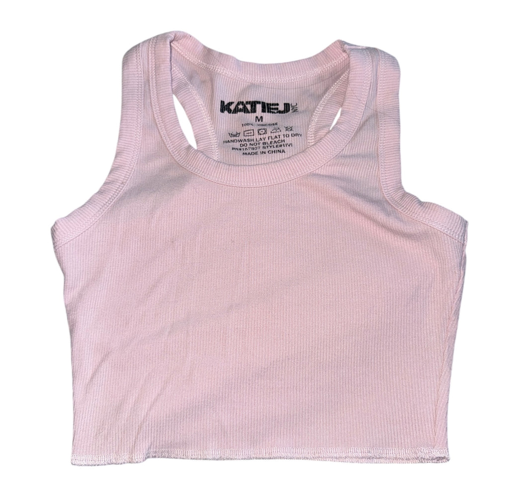 Katie J NYC Livi tween girls ribbed racerback crop tank M(10)