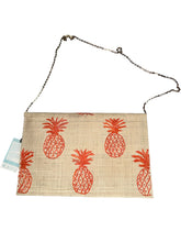 Kayu embroidered pineapple straw envelope bag with chain strap NEW
