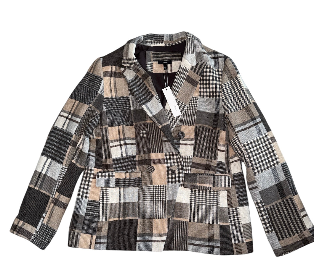 Drew women’s patchwork blazer jacket L NEW