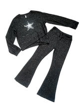 Sofi girls hacci knit 2pc glitter star top & flare pants set 6x