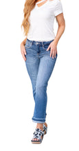 Risen women’s medium wash Bella mid rise straight leg jeans 24/0