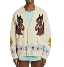 Profound women’s oversized floral horses distressed cardigan sweater XS