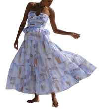 Pranella women’s Rocky paint strokes midi halter dress L NEW