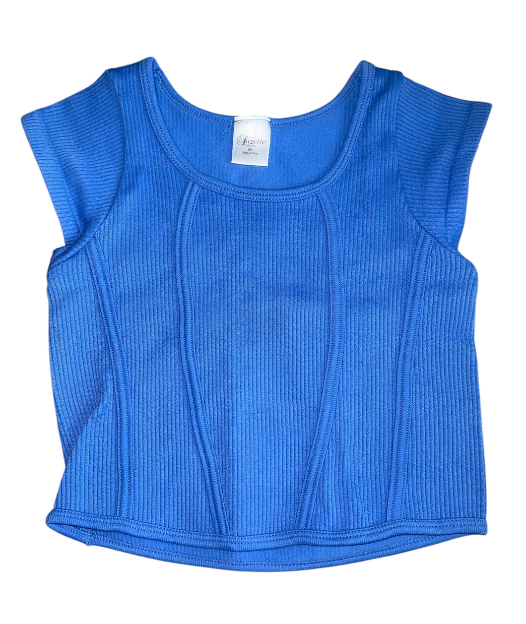 Suzette Collection girls cap sleeve cropped tee M/L(10-14)