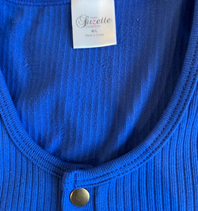 Suzette Collection girls snap henley cropped tank top M/L