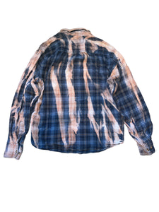 Wildly Witty women’s custom upcycled bleached flannel shirt (read measurements) S