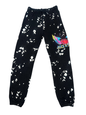 Flowers By Zoe girls rhinestone Rock & Love bleach sweatpants M(8-10)