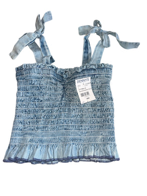 Chic 2 Chic girls smocked tie strap cropped tank L(12) (NEW WITH DEFECT)