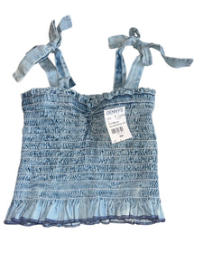 Chic 2 Chic girls smocked tie strap cropped tank L(12) (NEW WITH DEFECT)