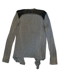 C&C California women’s faux leather panel open cardigan top XS
