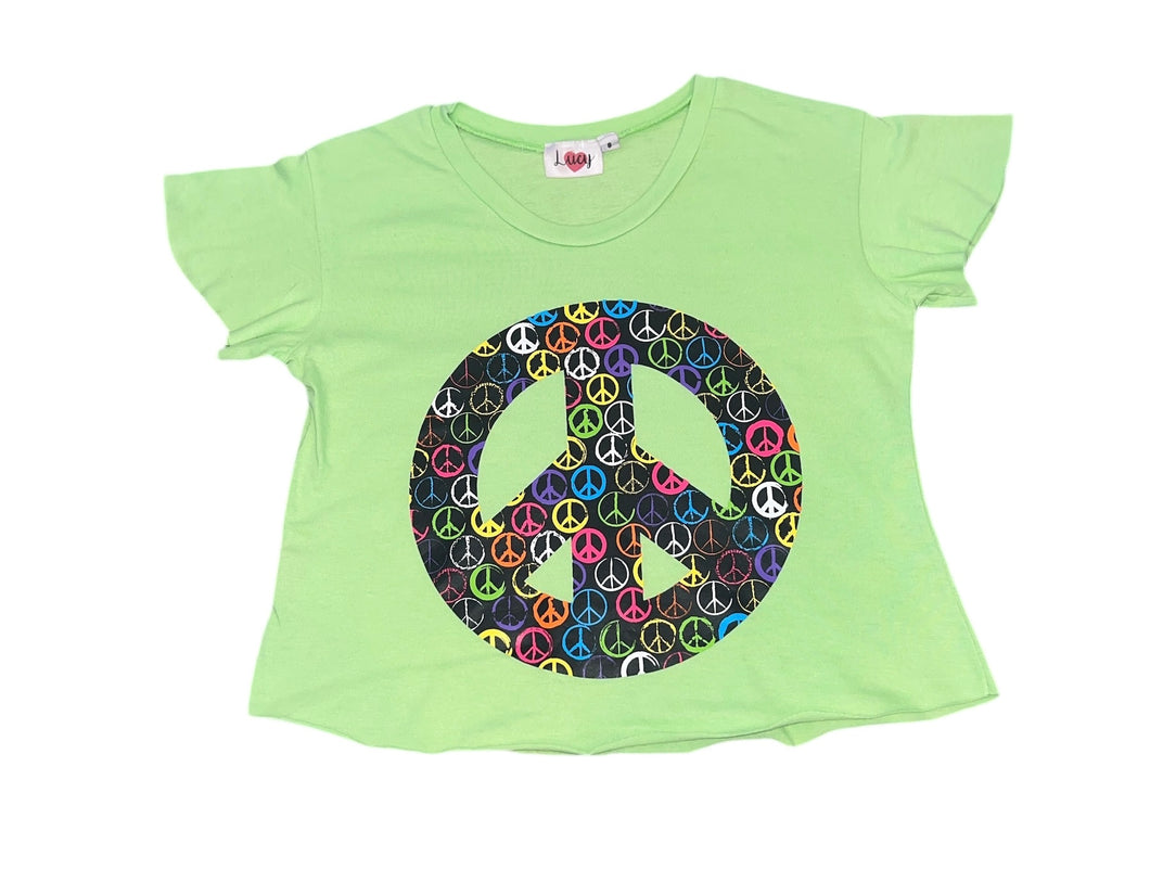 Lucy girls peace sign graphic cropped tee S(7-8)