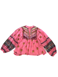 Oliphant women’s Mandarin balloon sleeve embroidered top XS