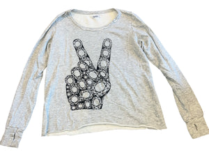 Lauren Moshi women’s peace sign thumb hole sweatshirt L