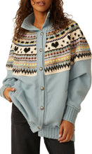 Free People women’s Emily fair isle button up sweatshirt XS