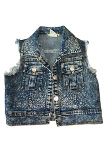 Little Mass girls acid wash studded denim vest 6