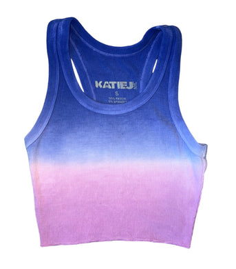 Katie J NYC Livi tween girls ribbed ombre cropped racerback tank S(7-8)