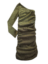 Theme girls one shoulder ruched glitter dress L(10-12)