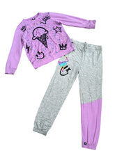Pixie Lane girls 2pc metallic splatter ice cream graphic pants set 9-10