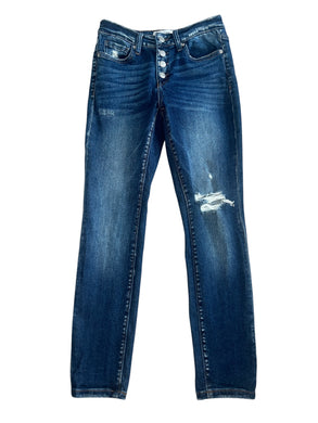Mica women’s exposed button fly slim straight jeans 26