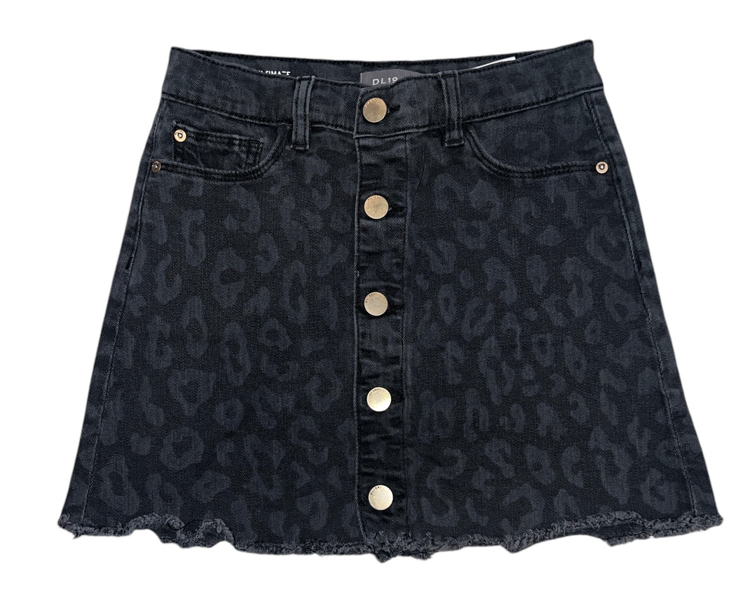 DL1961 girls Jenny denim button skirt in wild animal 12