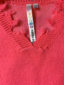 Malibu Sugar girls distressed cropped star sweater M(10)