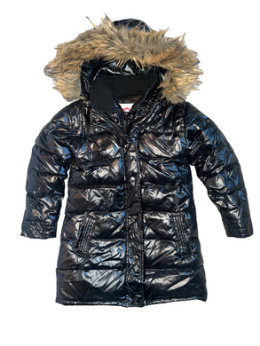 Appaman girls glitter puffer coat with faux fur lined hood 6