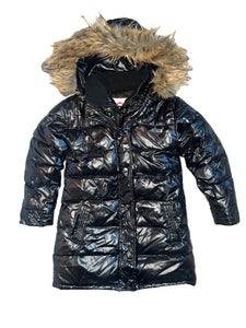 Appaman girls glitter puffer coat with faux fur lined hood 6