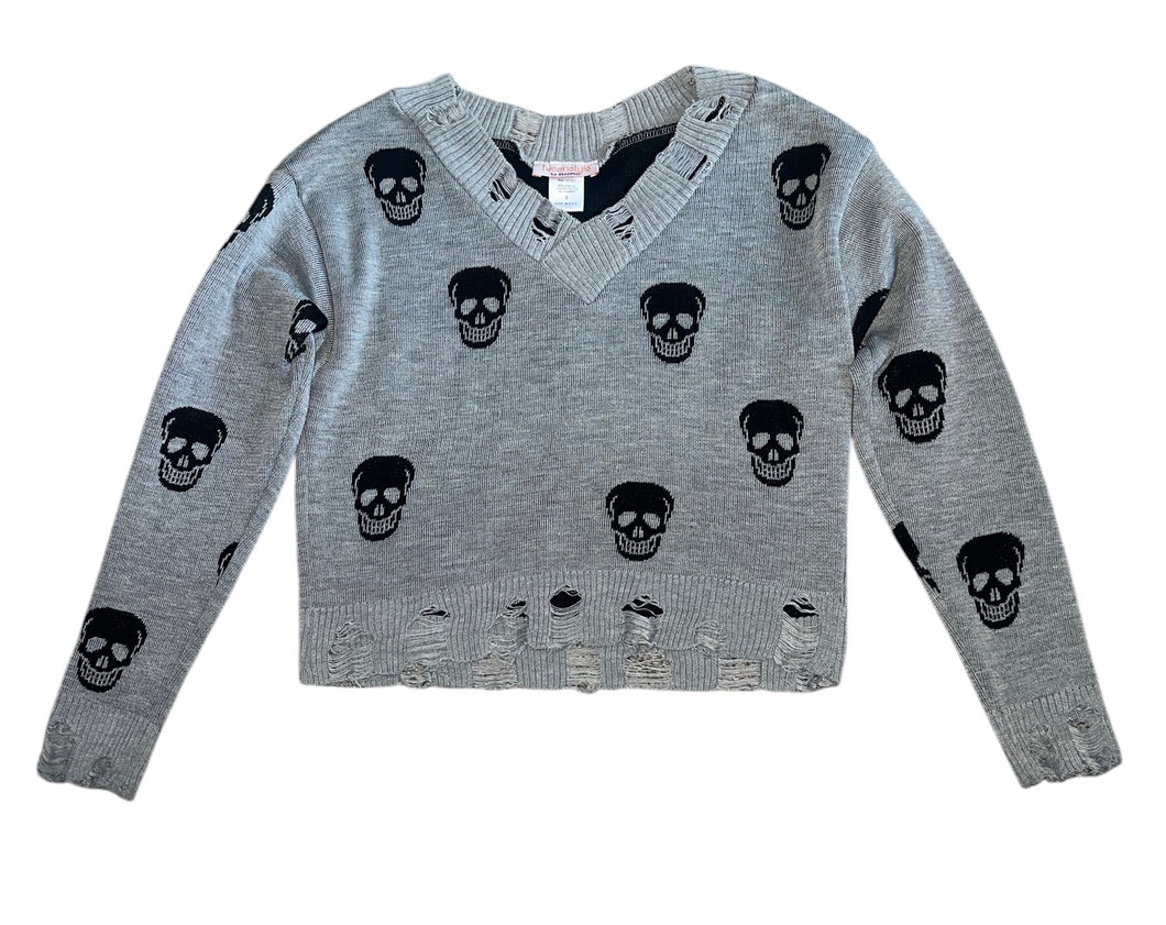 Tweenstyle by Stoopher girls distressed skull sweater 8