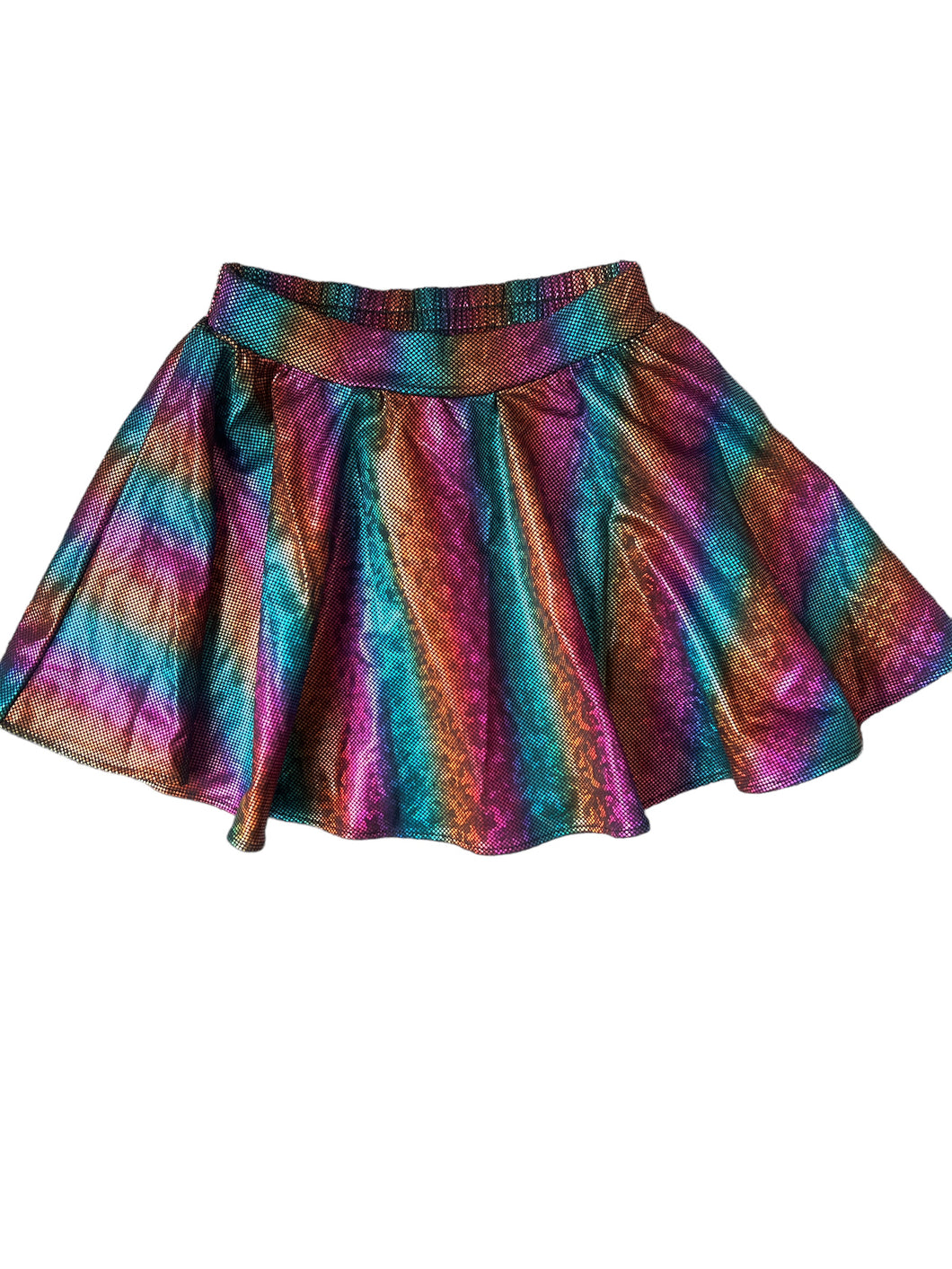 Pixie Lane girls rainbow glitter shirred skater skirt 7